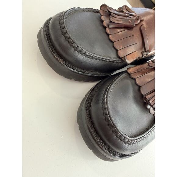 Cole Haan Shoes Mens Size 9 Black Brown Leather Loafers Slip On Tassle Fringe main image 13
